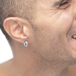 Monorecchino lobo Marlù acciaio rodiato a forma ovale 33OR0091