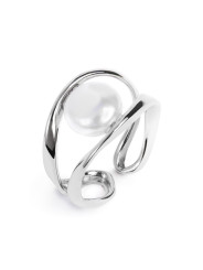 Anello aperto da donna Marlù in acciaio Silver con perla 33AN0022W-M