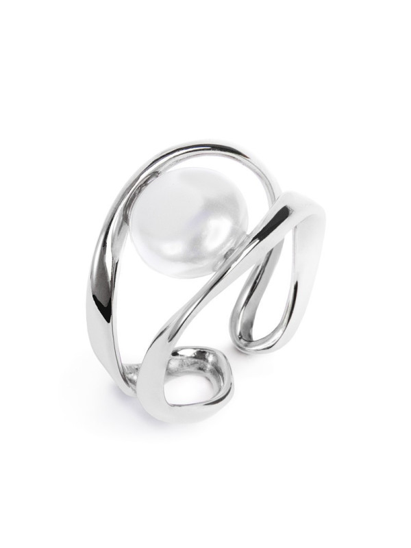 Anello aperto da donna Marlù in acciaio Silver con perla 33AN0022W-M