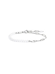 Bracciale Unisex Marlù catena Acciaio Silver figaro e perle irregolari 33BR0046-W