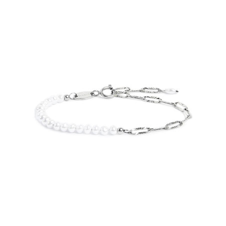 Bracciale Unisex Marlù catena Acciaio Silver figaro e perle irregolari 33BR0046-W