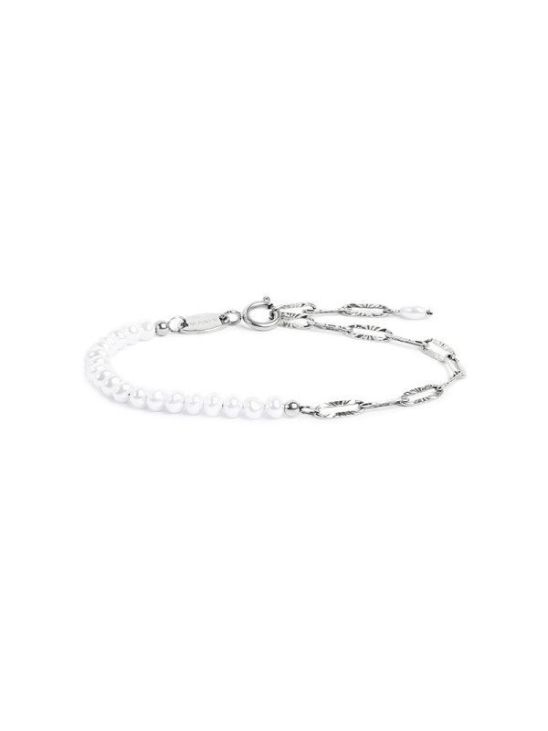 Bracciale Unisex Marlù catena Acciaio Silver figaro e perle irregolari 33BR0046-W