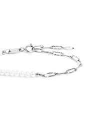 Bracciale Unisex Marlù catena Acciaio Silver figaro e perle irregolari 33BR0046-W