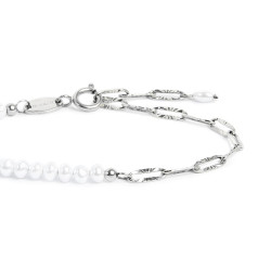 Bracciale Unisex Marlù catena Acciaio Silver figaro e perle irregolari 33BR0046-W
