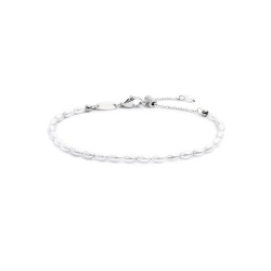 Bracciale catena Unisex Marlù in acciaio rodiato perle 33BR0047-W