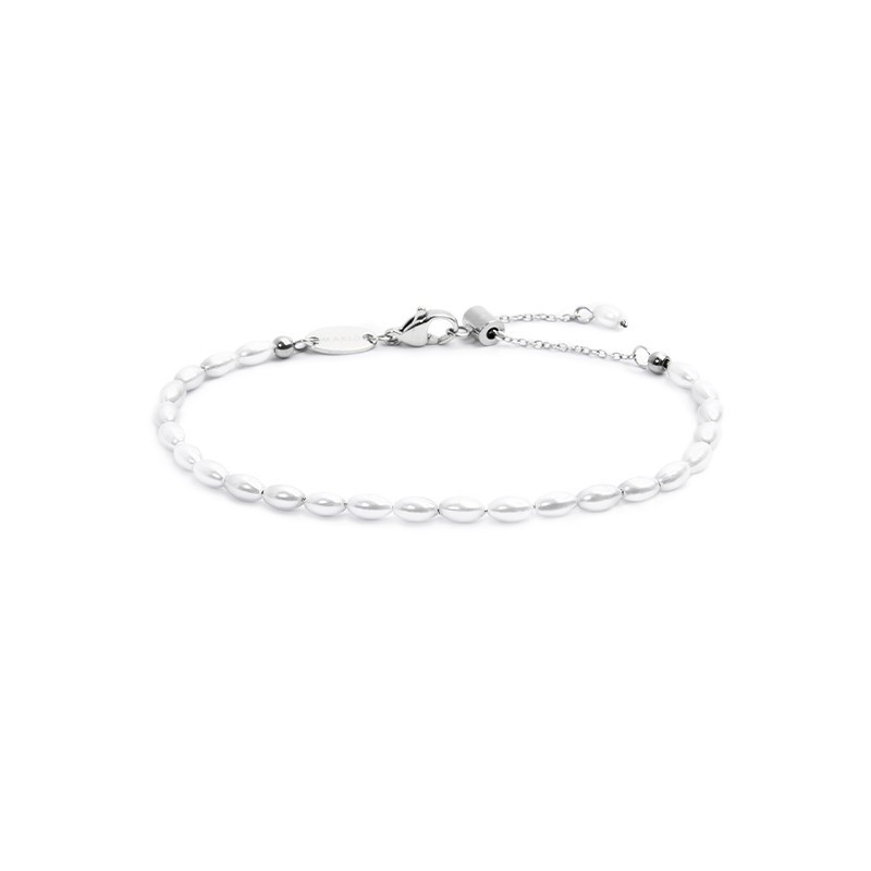 Bracciale catena Unisex Marlù in acciaio rodiato perle 33BR0047-W Bracciale catena Unisex Marlù in acciaio rodiato perle 33BR0047-W