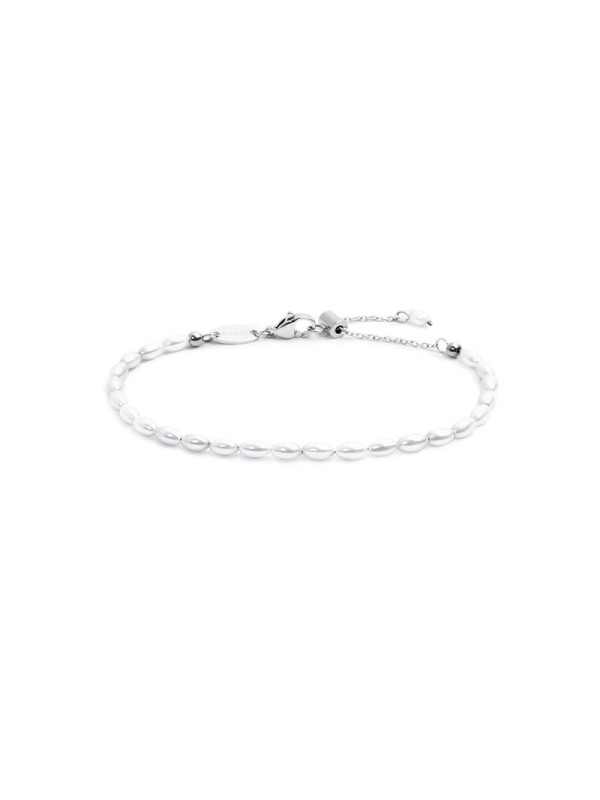 Bracciale catena Unisex Marlù in acciaio rodiato perle 33BR0047-W