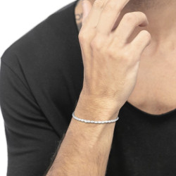 Bracciale catena Unisex Marlù in acciaio rodiato perle 33BR0047-W