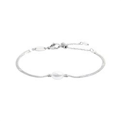 Bracciale Donna catena snake Marlù acciaio Silver con perla 33BR0049-W