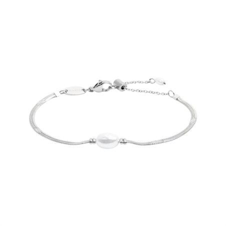 Bracciale Donna catena snake Marlù acciaio Silver con perla 33BR0049-W
