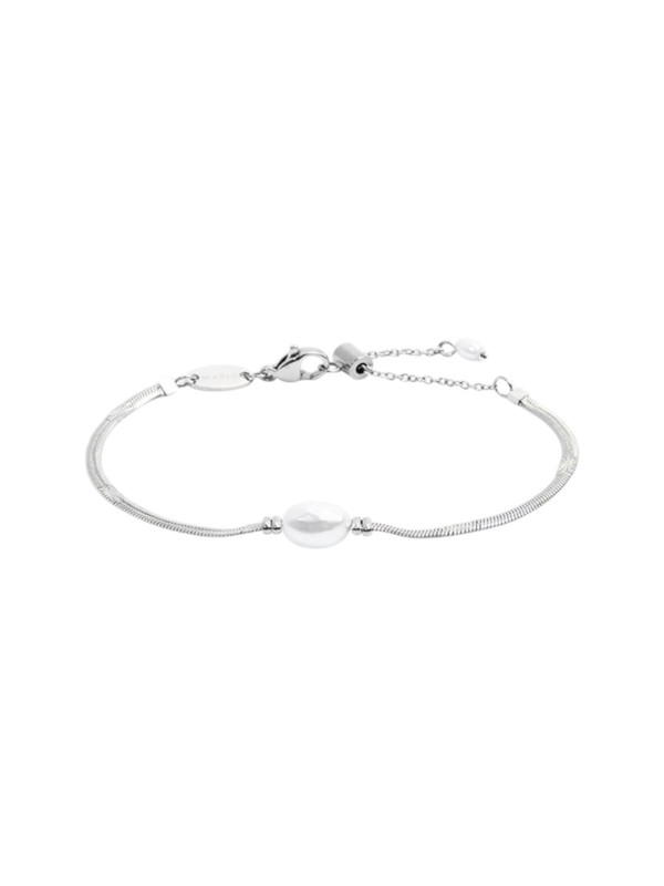 Bracciale Donna catena snake Marlù acciaio Silver con perla 33BR0049-W