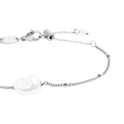 Bracciale Donna catena grumetta Marlù acciaio Silver con perla 33BR0050-W