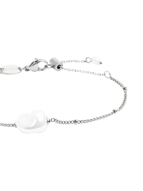Bracciale Donna catena grumetta Marlù acciaio Silver con perla 33BR0050-W
