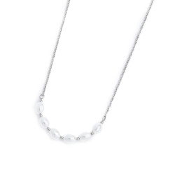 Collana girocollo da donna Marlù in acciaio Silver con perle 33CN0030-W