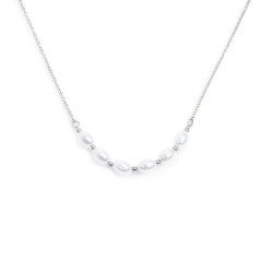Collana girocollo da donna Marlù in acciaio Silver con perle 33CN0030-W