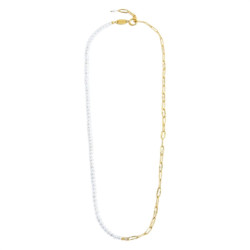 Collana Unisex Marlù 33cn0031g-w in Acciaio Oro e Perle 33CN0031-W