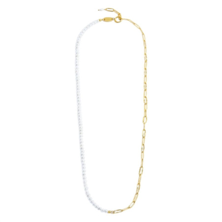 Collana Unisex Marlù 33cn0031g-w in Acciaio Oro e Perle 33CN0031-W