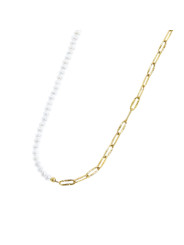 Collana Unisex Marlù 33cn0031g-w in Acciaio Oro e Perle 33CN0031-W