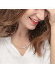 Collana Unisex Marlù 33cn0031g-w in Acciaio Oro e Perle 33CN0031-W