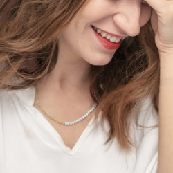 Collana Unisex Marlù 33cn0031g-w in Acciaio Oro e Perle 33CN0031-W