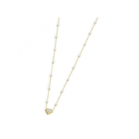 Collana Donna Marlù Nel Mio Cuore 15CN032G-W in Acciaio Pvd Oro con Perle