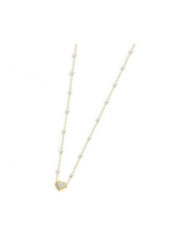 Collana Donna Marlù Nel Mio Cuore 15CN032G-W in Acciaio Pvd Oro con Perle