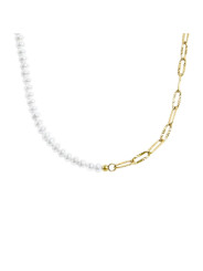 Collana Unisex Marlù 33cn0031g-w in Acciaio Oro e Perle 33CN0031-W