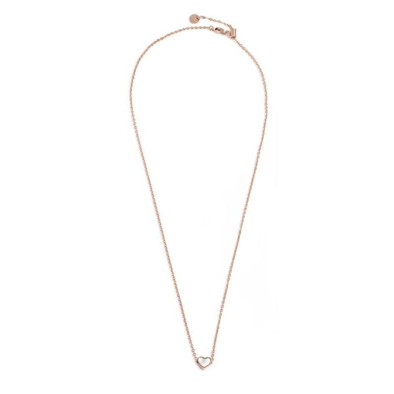 Collana donna acciaio pvd oro rosa cuore madreperla di Marlù,15CN034R-W Collana donna acciaio pvd oro rosa cuore madreperla di Marlù,15CN034R-W