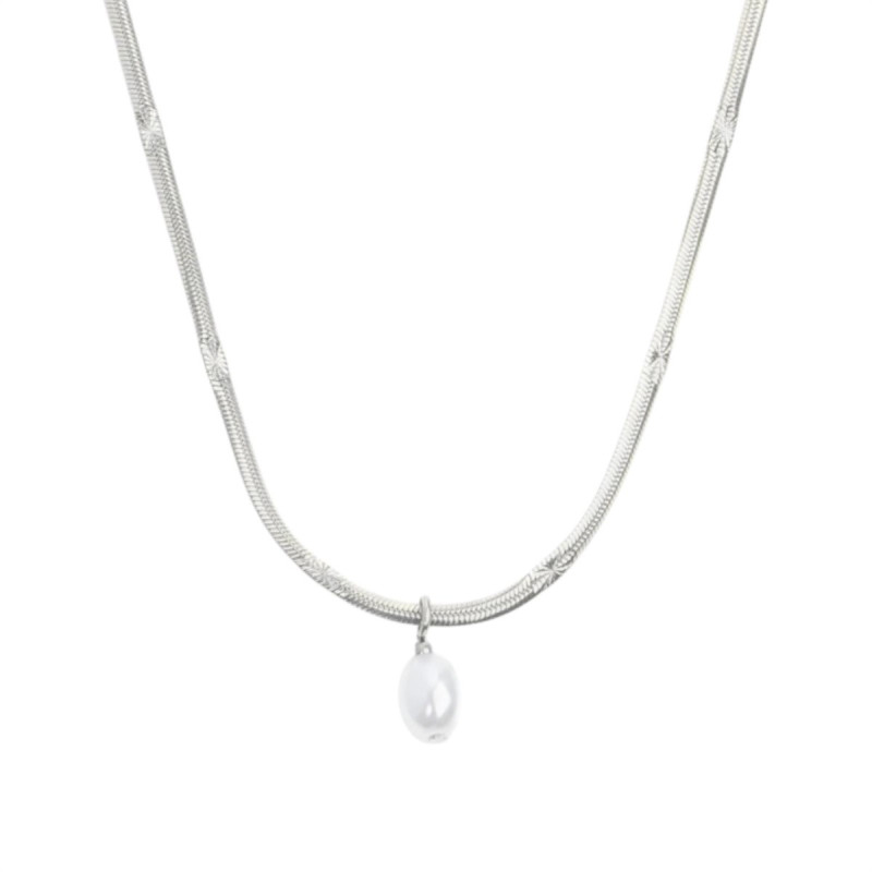 Collana girocollo snake donna Marlù acciaio con perla 33CN0034-W Collana girocollo snake donna Marlù acciaio con perla 33CN0034-W