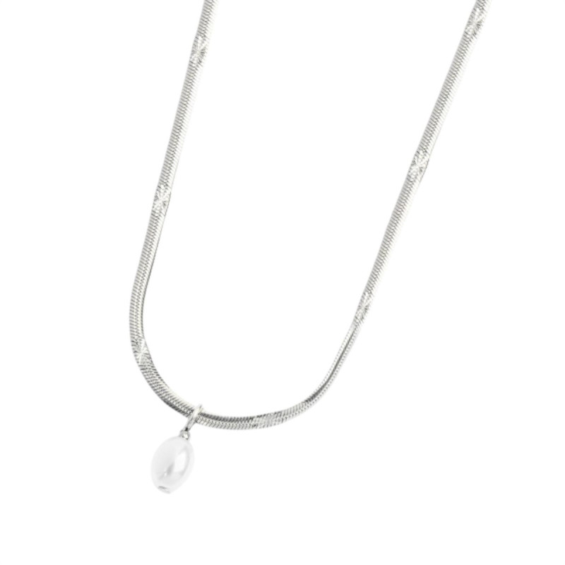 Collana girocollo snake donna Marlù acciaio con perla 33CN0034-W