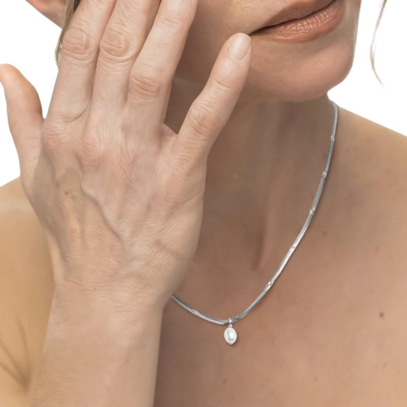 Collana girocollo snake donna Marlù acciaio con perla 33CN0034-W