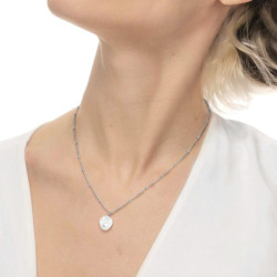Collana girocollo grumetta donna Marlù acciaio con perla 33CN0035-W