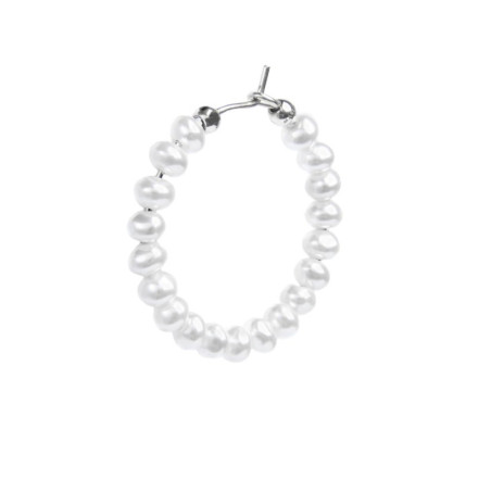 Mono orecchino cerchio donna Marlù acciaio con perle 33OR0060-W