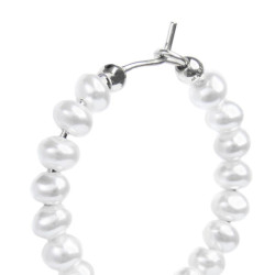 Mono orecchino cerchio donna Marlù acciaio con perle 33OR0060-W
