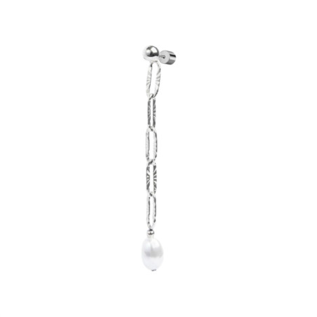 Mono orecchino pendente da donna Marlù acciaio con perla 33OR0062-W