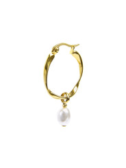Monorecchino cerchio da donna Marlù acciaio dorato perla 33OR0063G-W