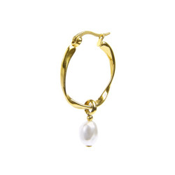 Monorecchino cerchio da donna Marlù acciaio dorato perla 33OR0063G-W