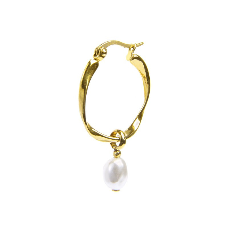 Monorecchino cerchio da donna Marlù acciaio dorato perla 33OR0063G-W Monorecchino cerchio da donna Marlù acciaio dorato perla 33OR0063G-W