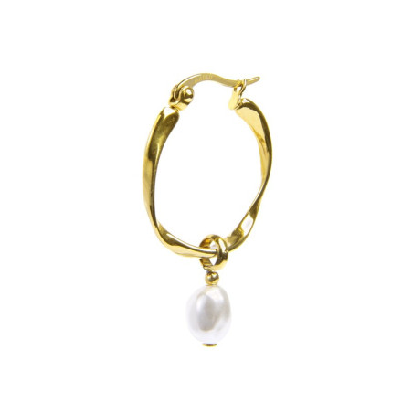 Monorecchino cerchio da donna Marlù acciaio dorato perla 33OR0063G-W