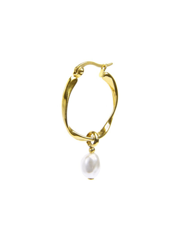 Monorecchino cerchio da donna Marlù acciaio dorato perla 33OR0063G-W