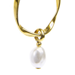 Monorecchino cerchio da donna Marlù acciaio dorato perla 33OR0063G-W