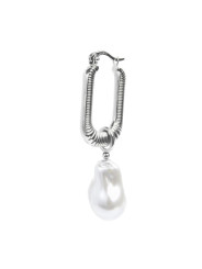 Monorecchino Donna rettangolo Marlù acciaio con perla 33OR0065-W