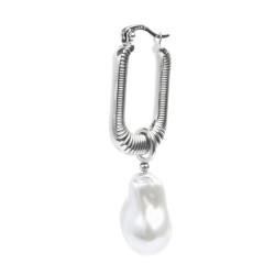 Monorecchino Donna rettangolo Marlù acciaio con perla 33OR0065-W