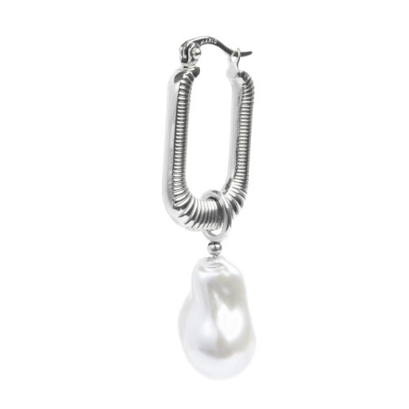 Monorecchino Donna rettangolo Marlù acciaio con perla 33OR0065-W