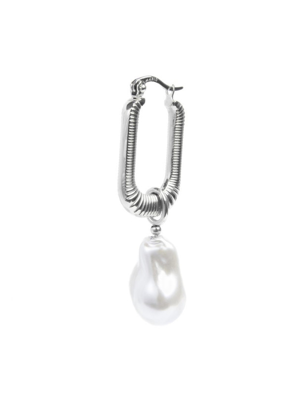 Monorecchino Donna rettangolo Marlù acciaio con perla 33OR0065-W