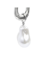 Monorecchino Donna rettangolo Marlù acciaio con perla 33OR0065-W