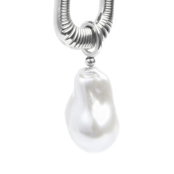 Monorecchino Donna rettangolo Marlù acciaio con perla 33OR0065-W
