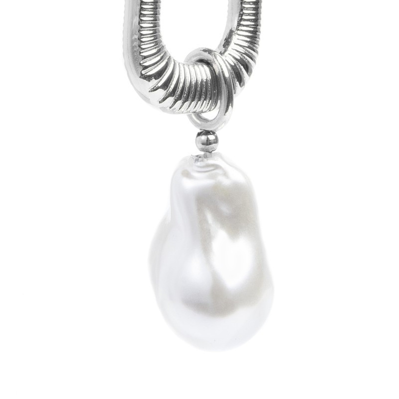 Monorecchino Donna rettangolo Marlù acciaio con perla 33OR0065-W