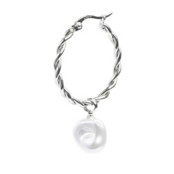 Monorecchino Donna cerchio arrotolato Marlù acciaio con perla 33OR0069-W