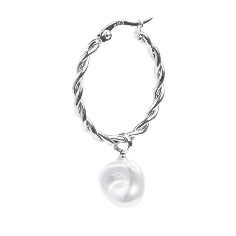 Monorecchino Donna cerchio arrotolato Marlù acciaio con perla 33OR0069-W Monorecchino Donna cerchio arrotolato Marlù acciaio con perla 33OR0069-W